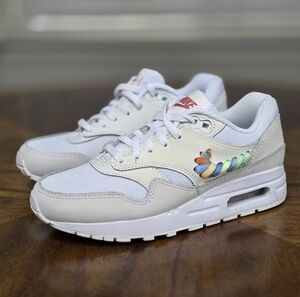 Nike Air Max 1 SE White Rainbow Lace Swoosh White/Blush GS Size 3Y LE FN4782-100